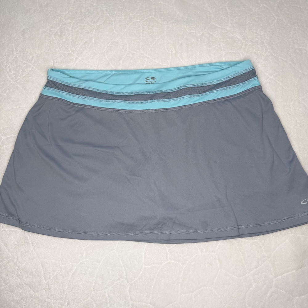 Champion Womens XL Gray Blue Duo Dry Athletic Skort Tennis Golf Activewear